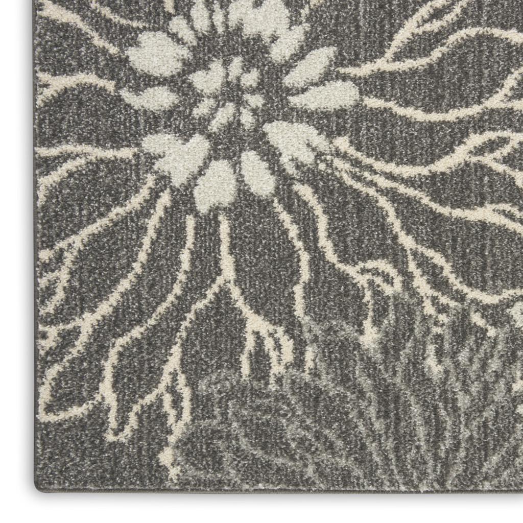 7' X 10' Blue And Gray Floral Area Rug