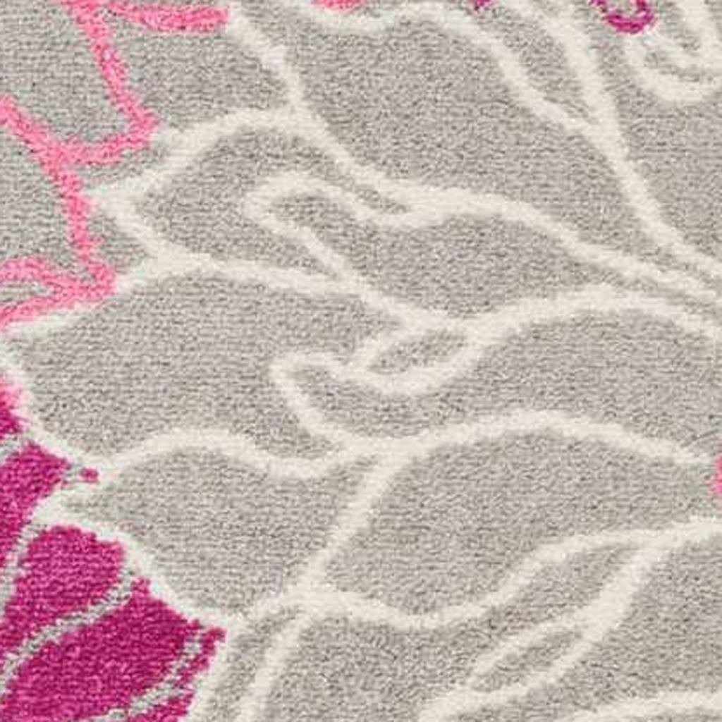 4' X 6' Gray And Pink Floral Area Rug