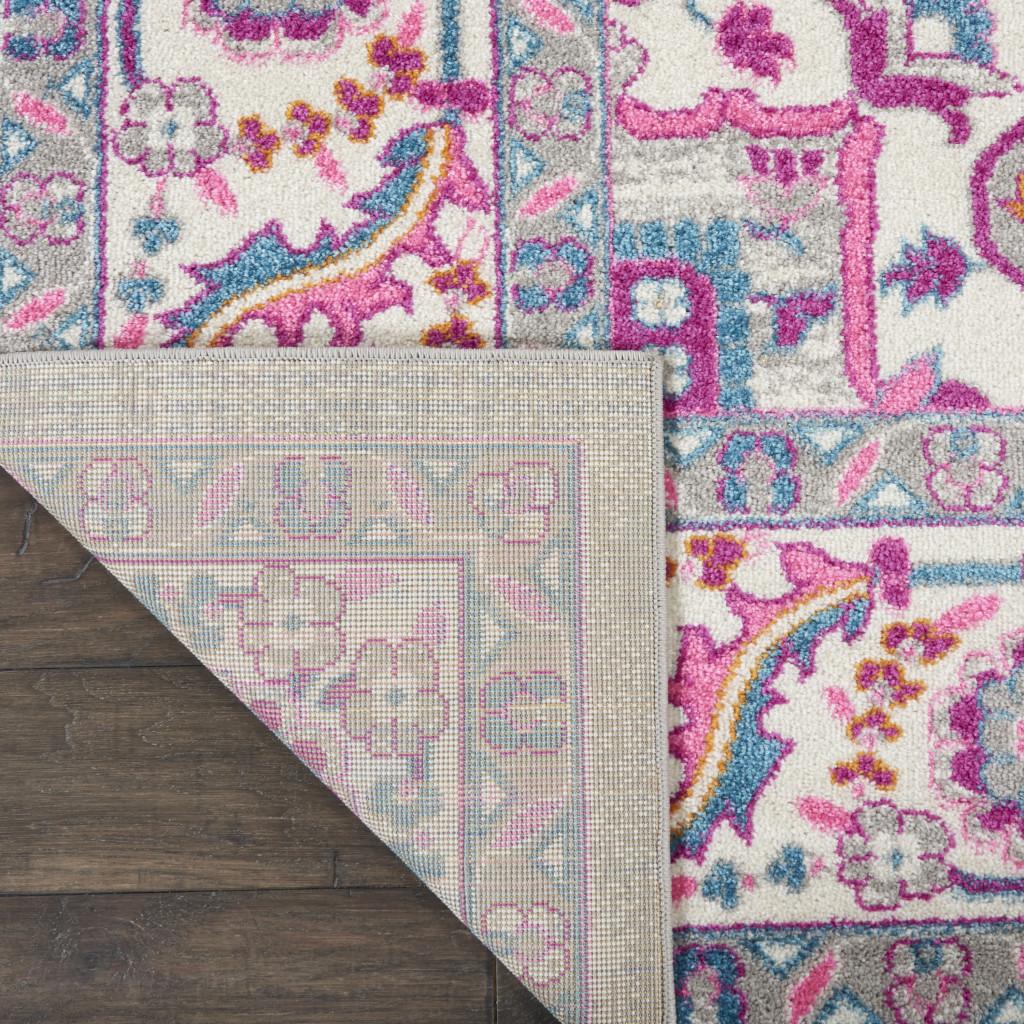7' X 10' Light Gray And Pink Medallion Area Rug