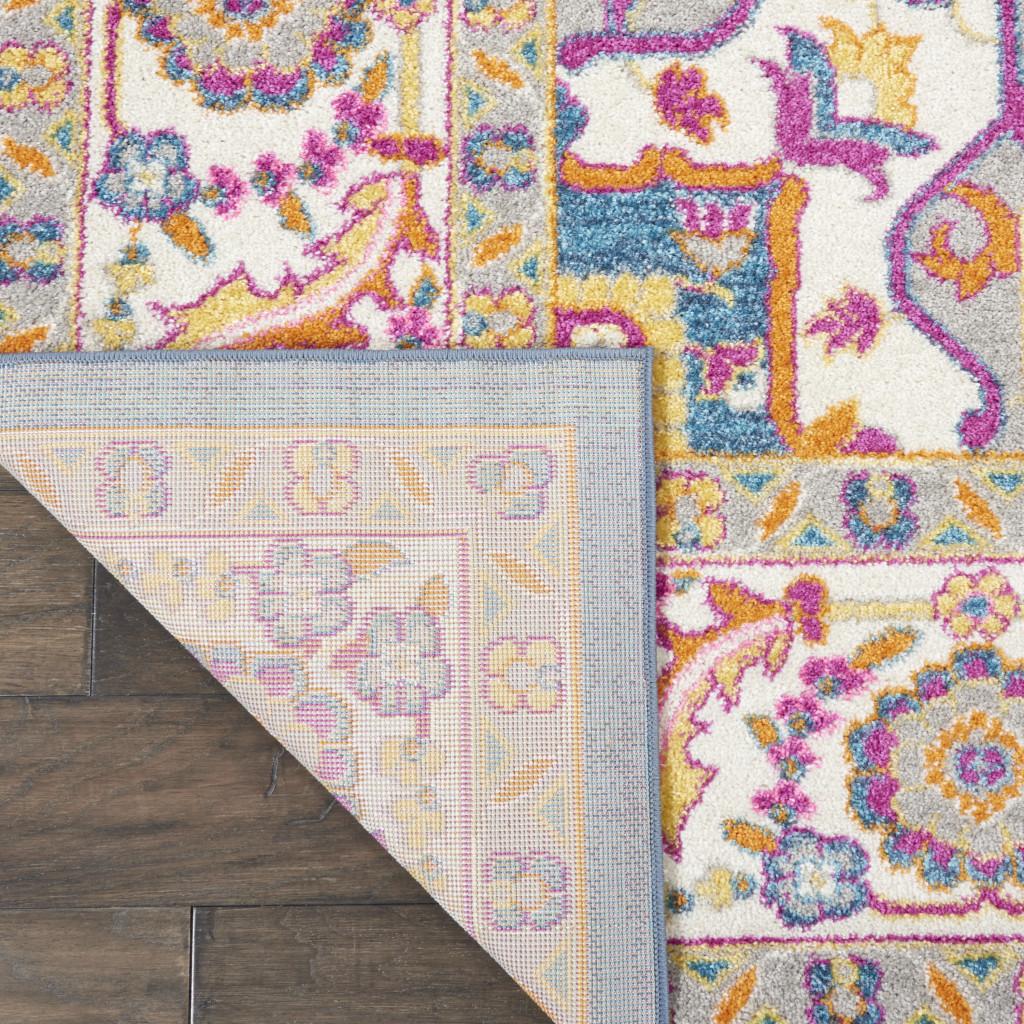 8' X 10' Teal And Ivory Medallion Distressed Area Rug