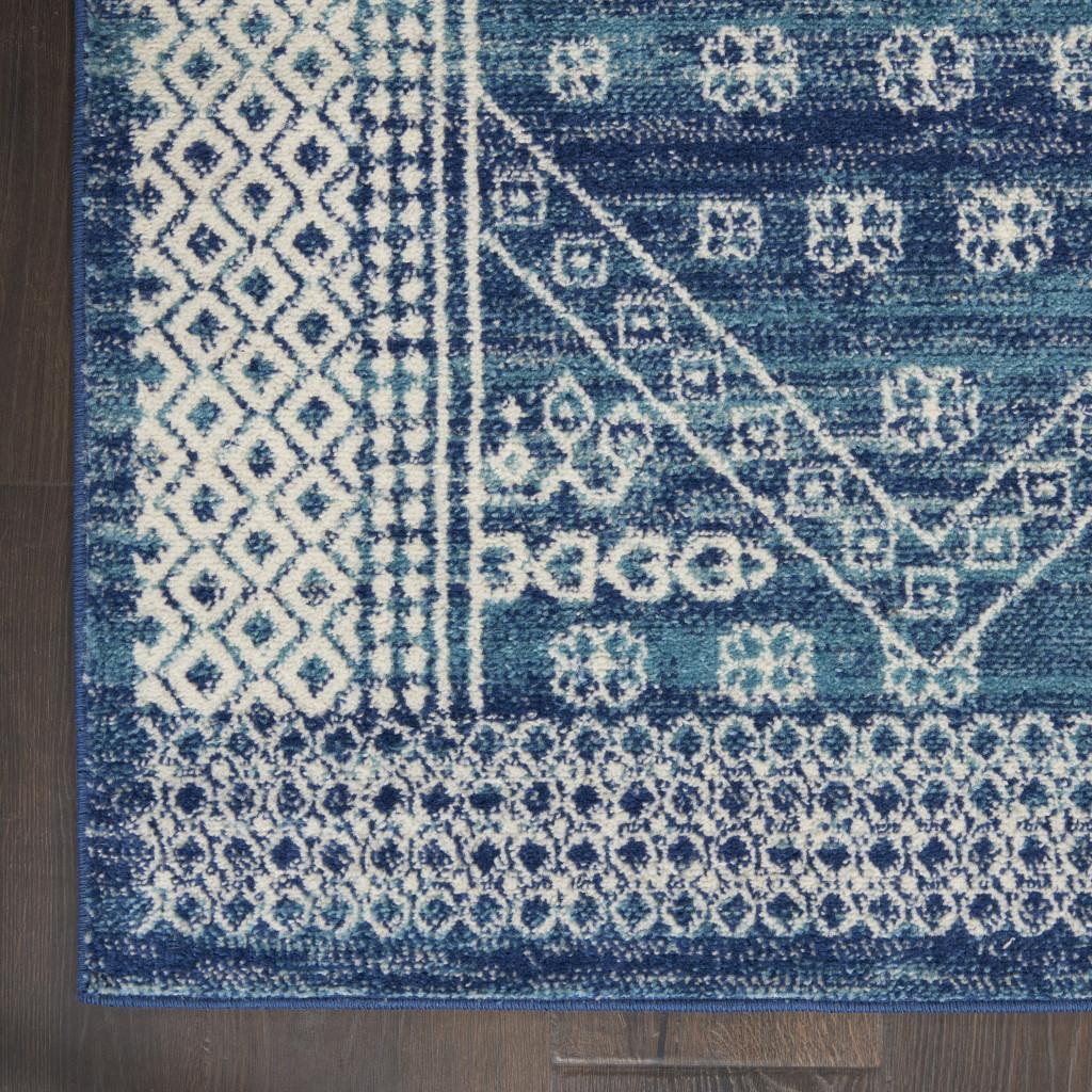 2' X 3' Navy Blue And Ivory Tribal Area Rug