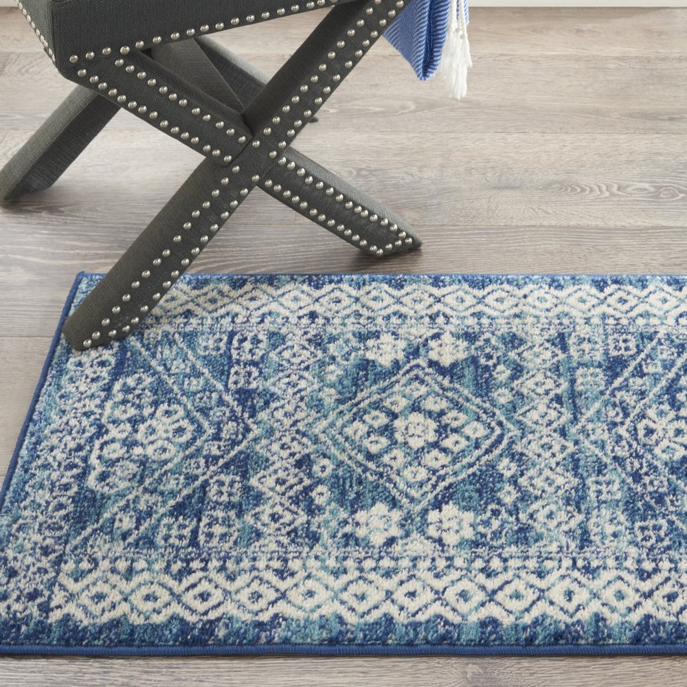 2' X 3' Navy Blue And Ivory Tribal Area Rug