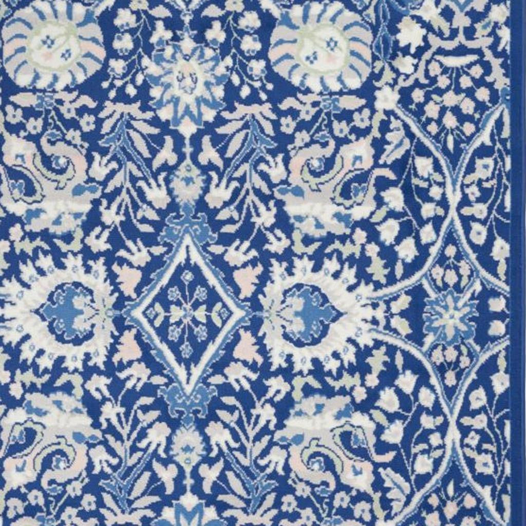 4' X 6' Ivory And Blue Floral Area Rug