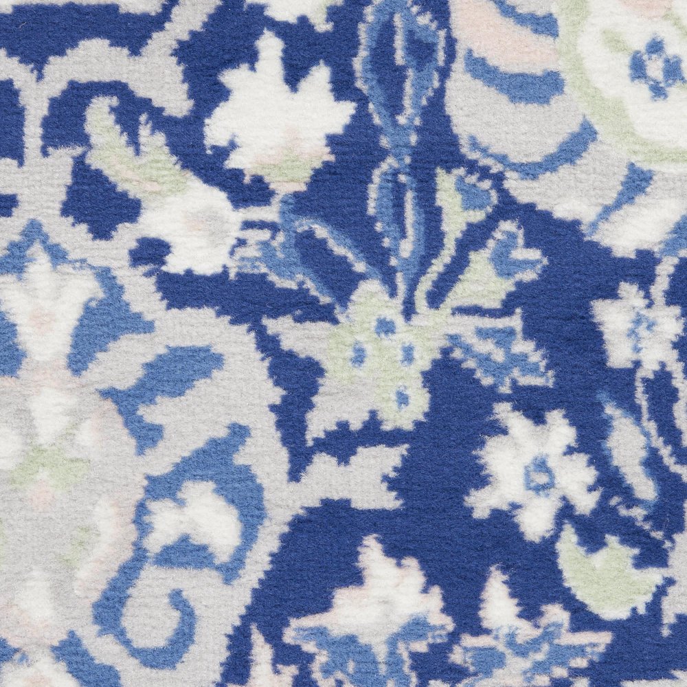 4' X 6' Ivory And Blue Floral Area Rug