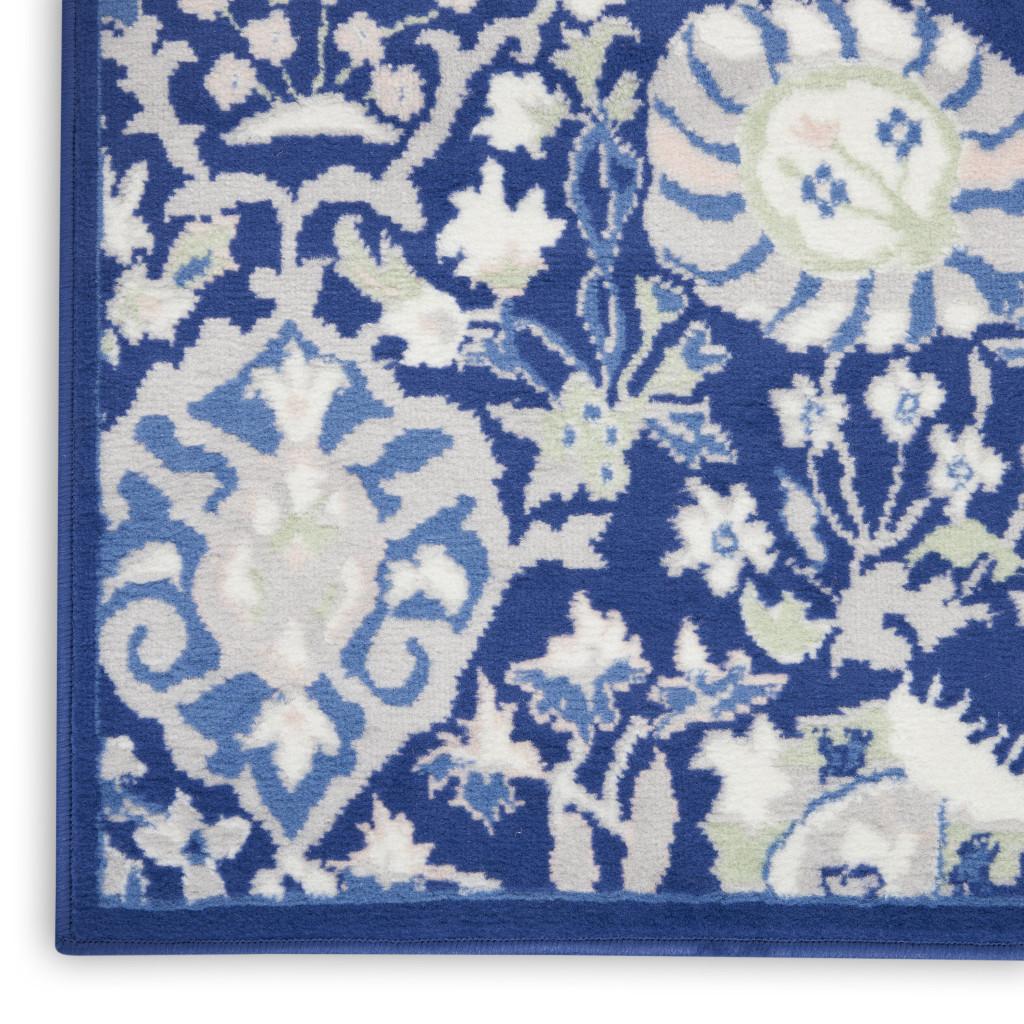 4' X 6' Ivory And Blue Floral Area Rug