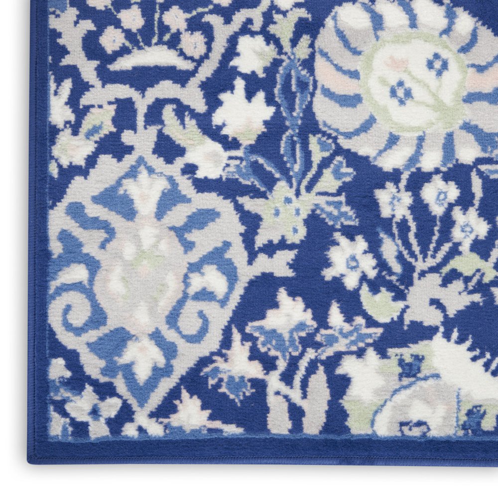 4' X 6' Ivory And Blue Floral Area Rug