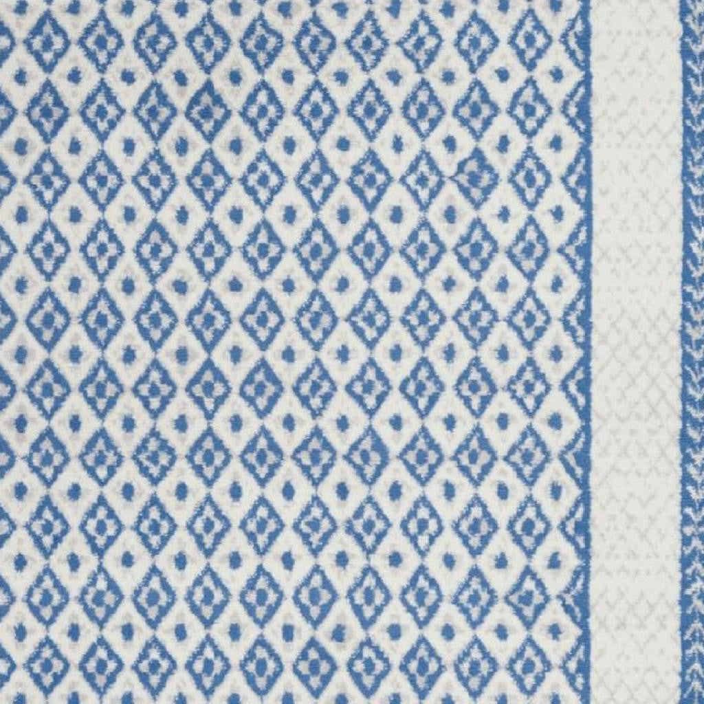 4' X 6' Ivory And Blue Geometric Area Rug