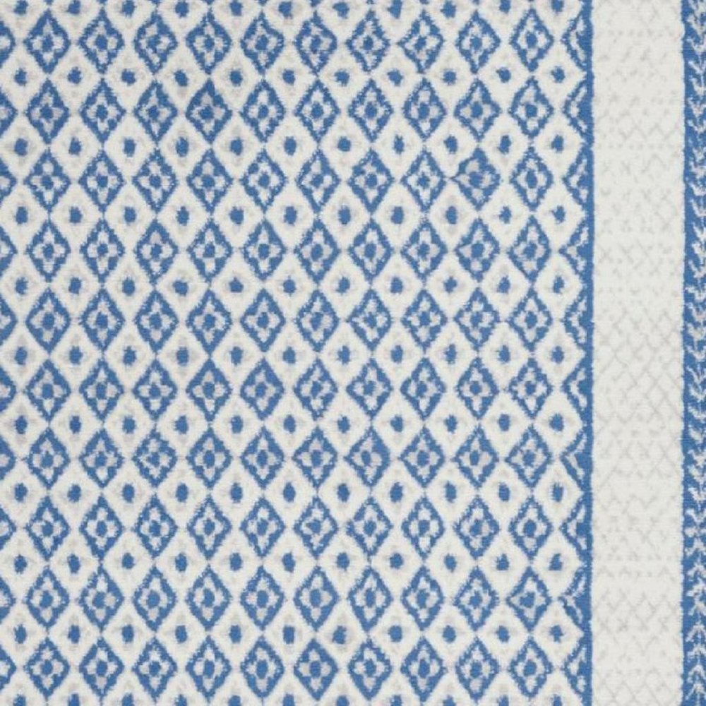 4' X 6' Ivory And Blue Geometric Area Rug