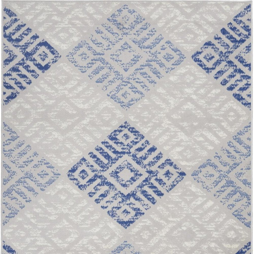 4' X 6' Blue And Gray Geometric Area Rug