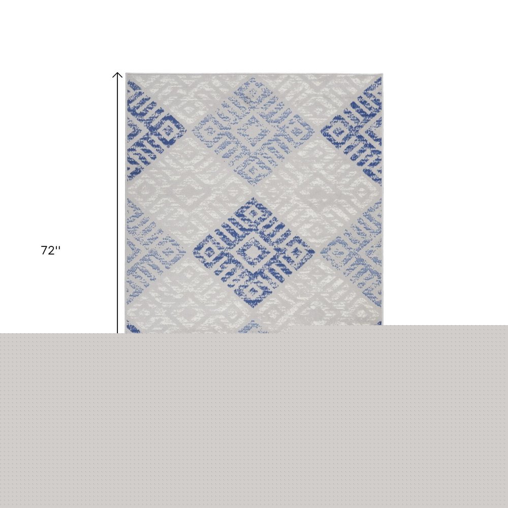 4' X 6' Blue And Gray Geometric Area Rug