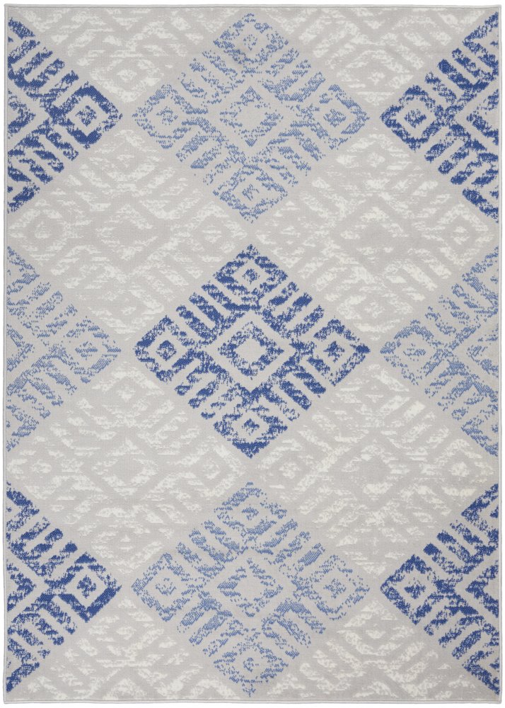 4' X 6' Blue And Gray Geometric Area Rug