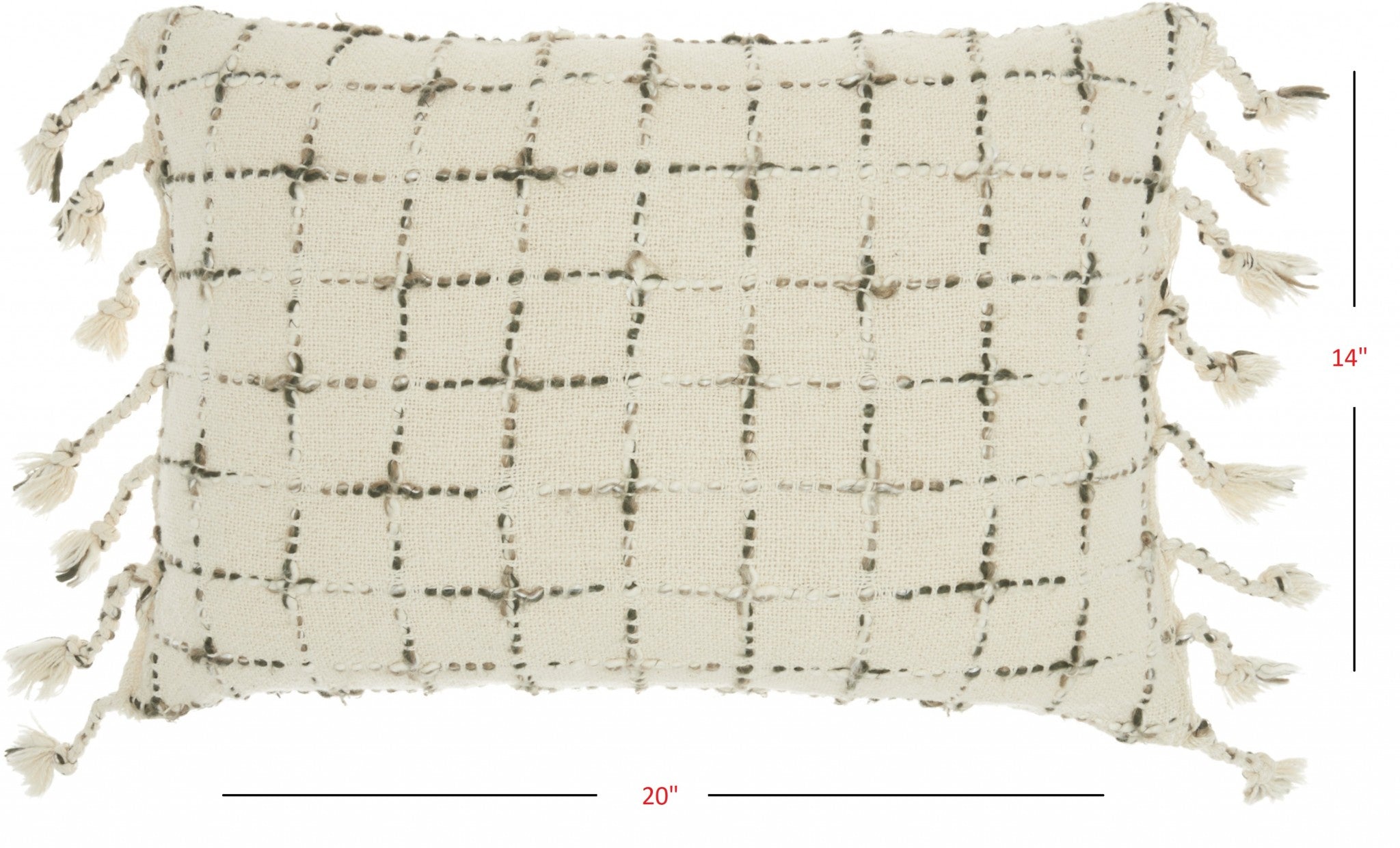 Brown And White Grid Detail Lumbar Pillow