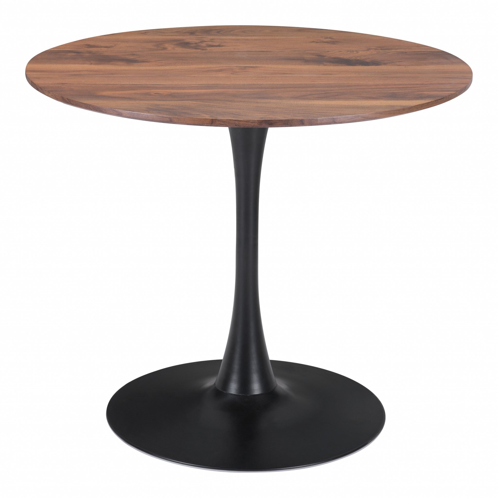 Brown and Black Round Dining Table