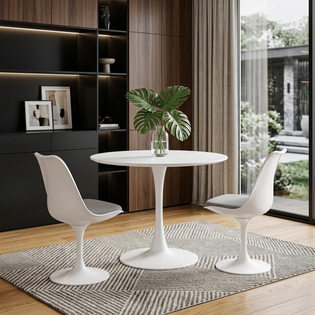 35" Steel Pedestal Base Dining Table