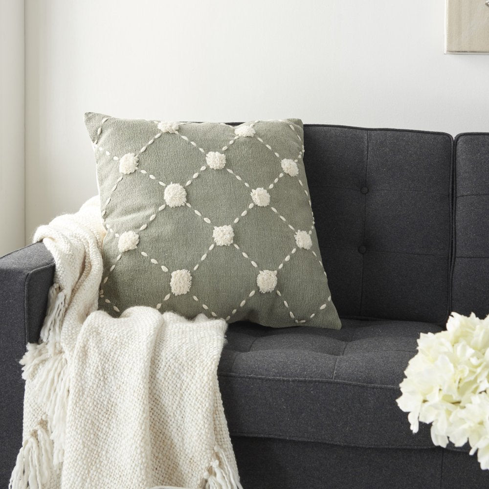 Glamorous Handcrafted Sage Accent Throw Pillow