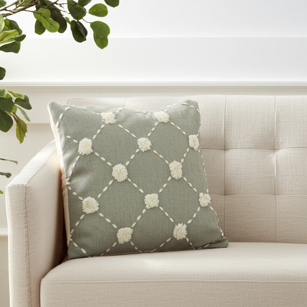 Glamorous Handcrafted Sage Accent Throw Pillow