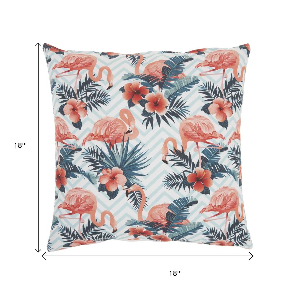 Pink Flamingo Chevron Throw Pillow