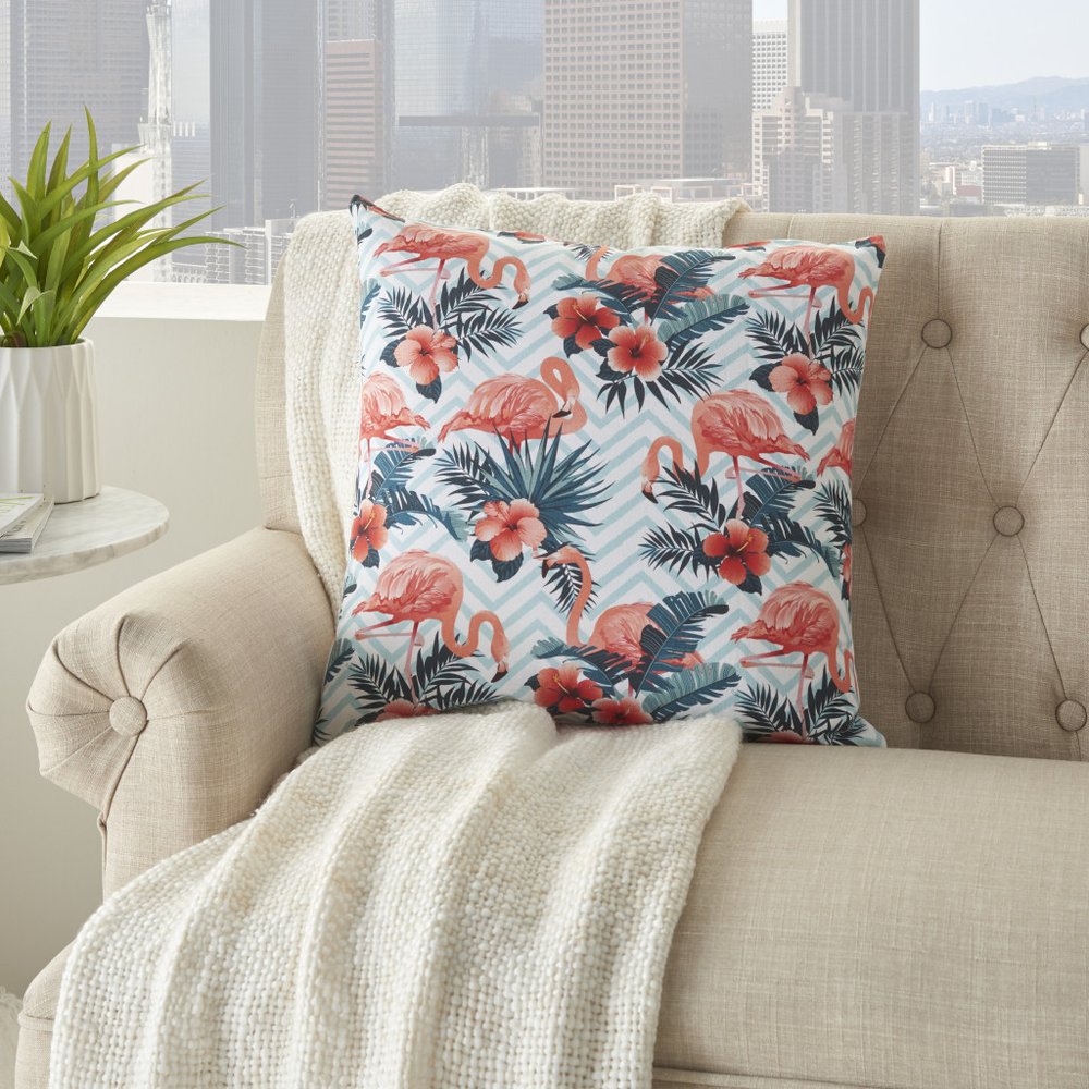 Pink Flamingo Chevron Throw Pillow