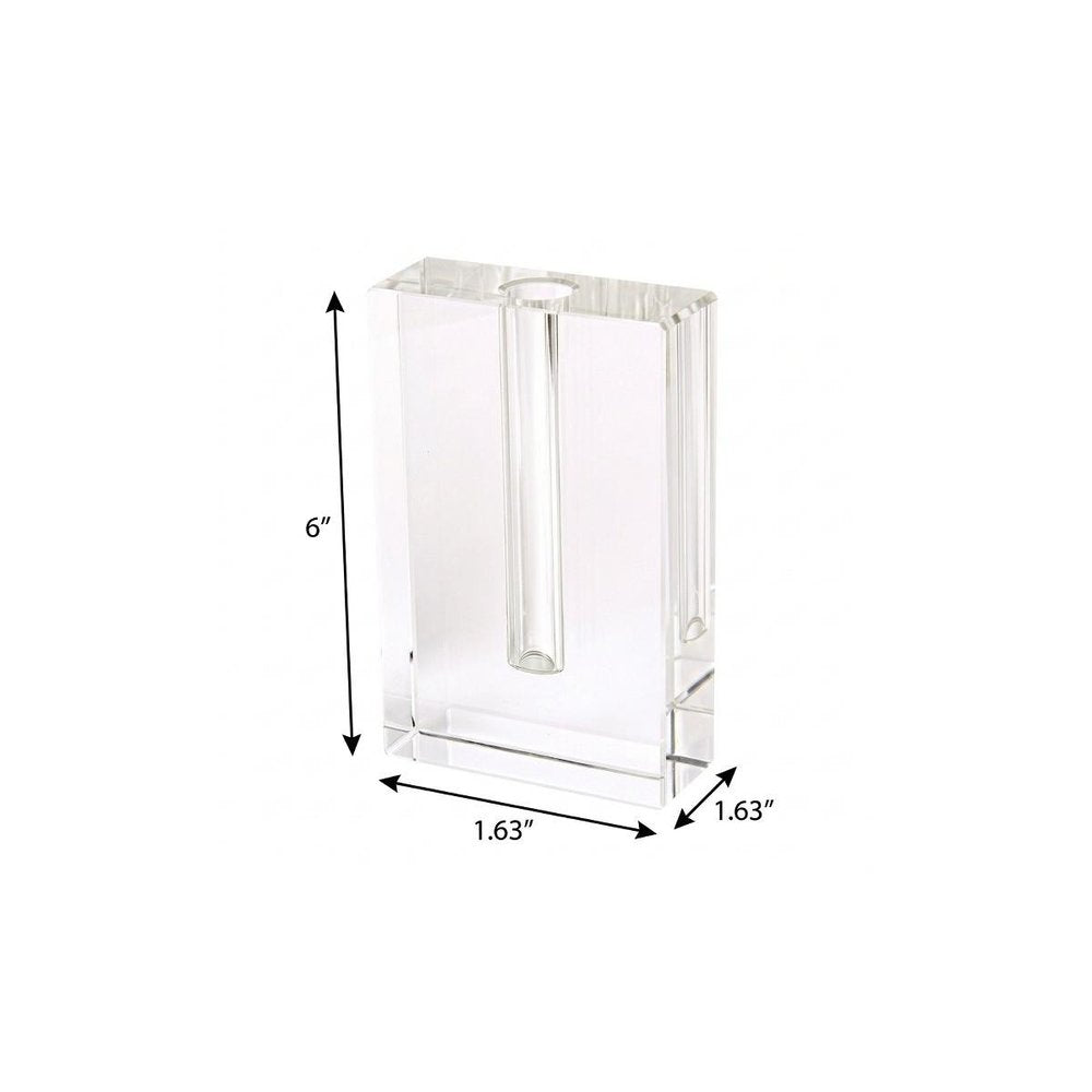 6" Clear Square Crystal Glass Table Vase