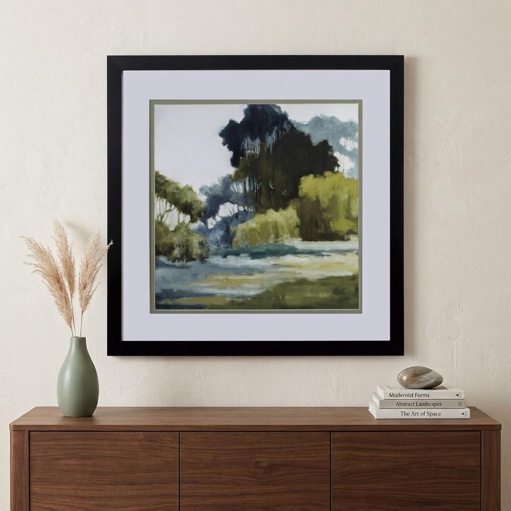 Set Of Two Bean Fields And Tall Trees Framed Art