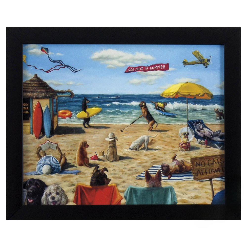 9" X 11" Dog Days Of Summer Black Framed Beach Wall Art