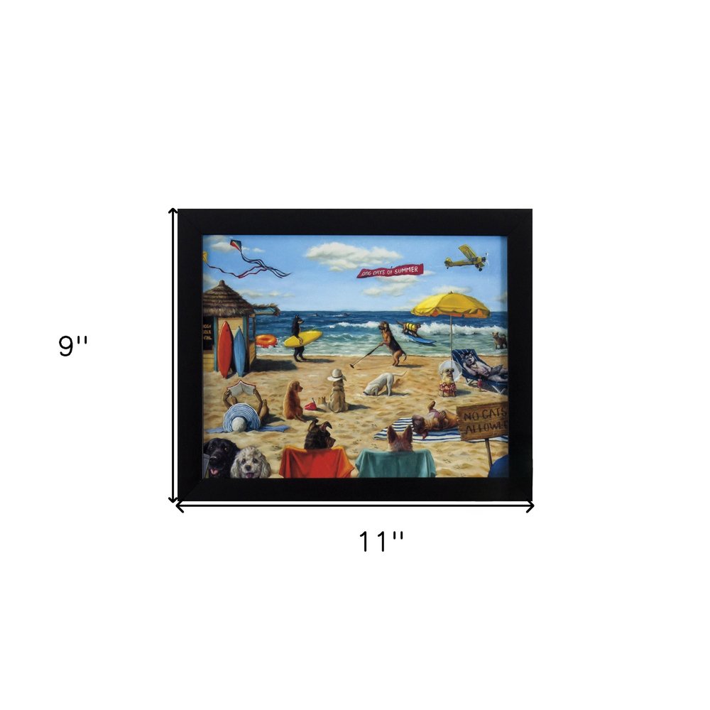9" X 11" Dog Days Of Summer Black Framed Beach Wall Art