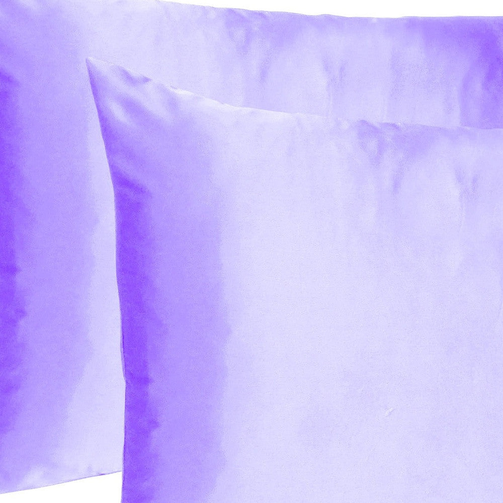 Purple Dreamy Set Of 2 Silky Satin Queen Pillowcases