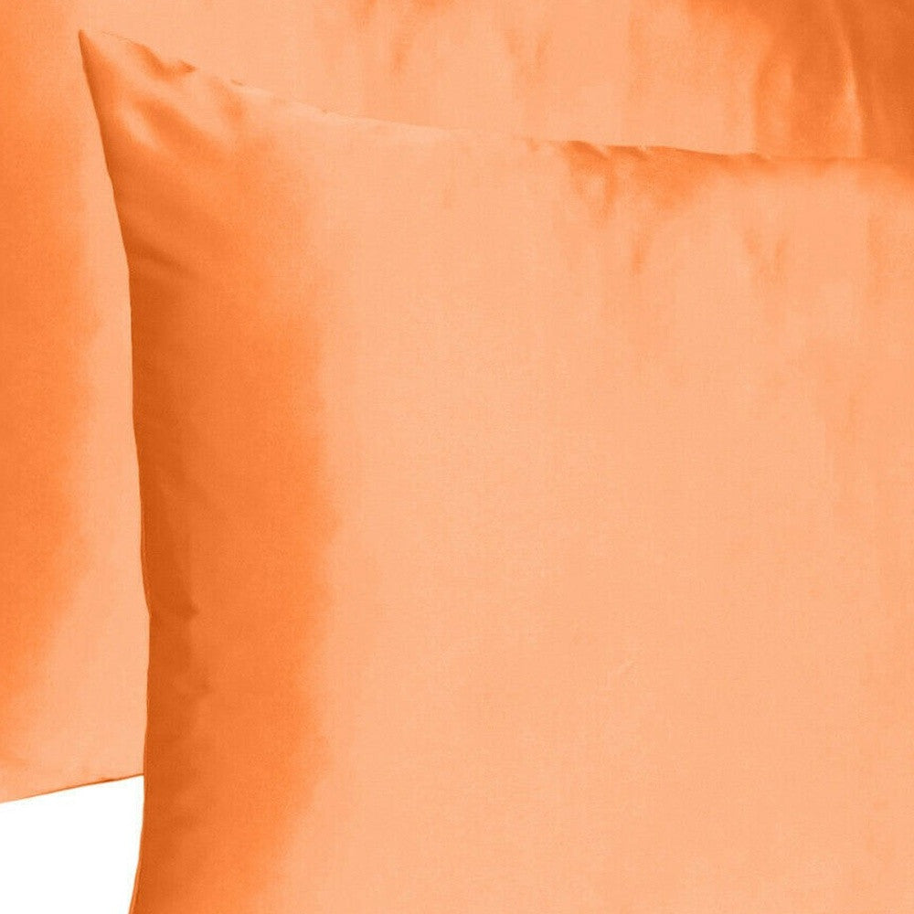 Orange Dreamy Set Of 2 Silky Satin Queen Pillowcases