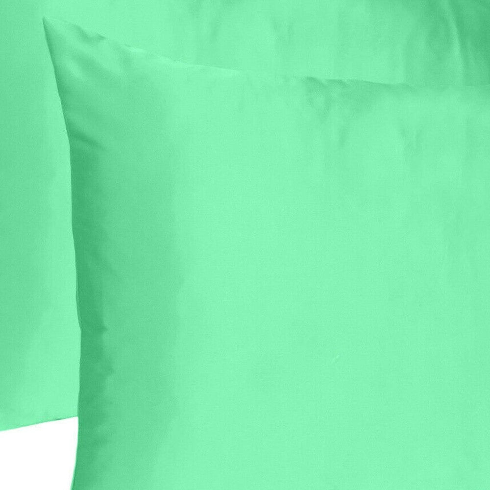 Green Dreamy Set Of 2 Silky Satin Queen Pillowcases