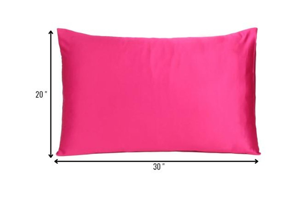 Two Piece Fuchsia Satin And Satin Pillowcases Envelope