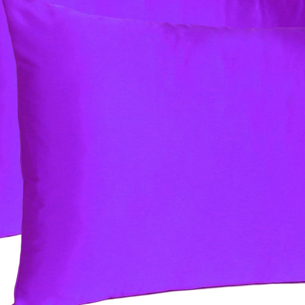 Bright Purple Dreamy Set Of 2 Silky Satin Queen Pillowcases