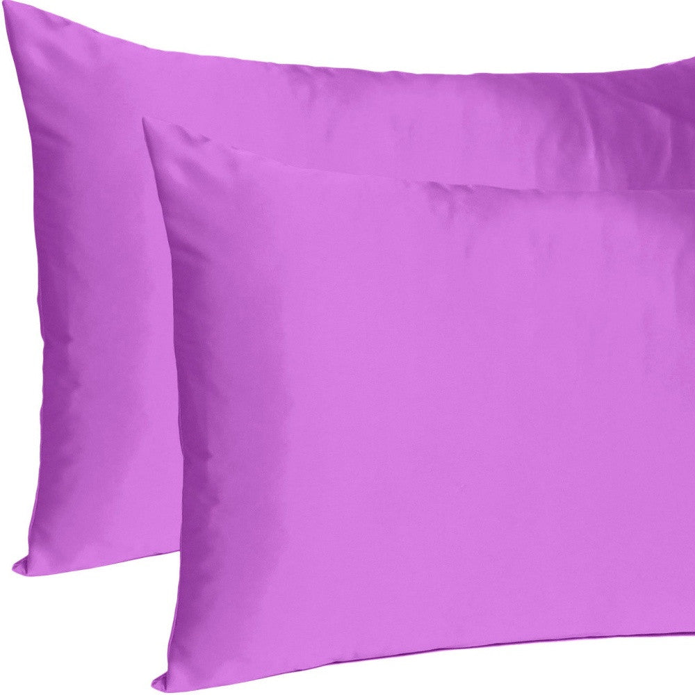Purple Merlot Dreamy Set Of 2 Silky Satin Queen Pillowcases