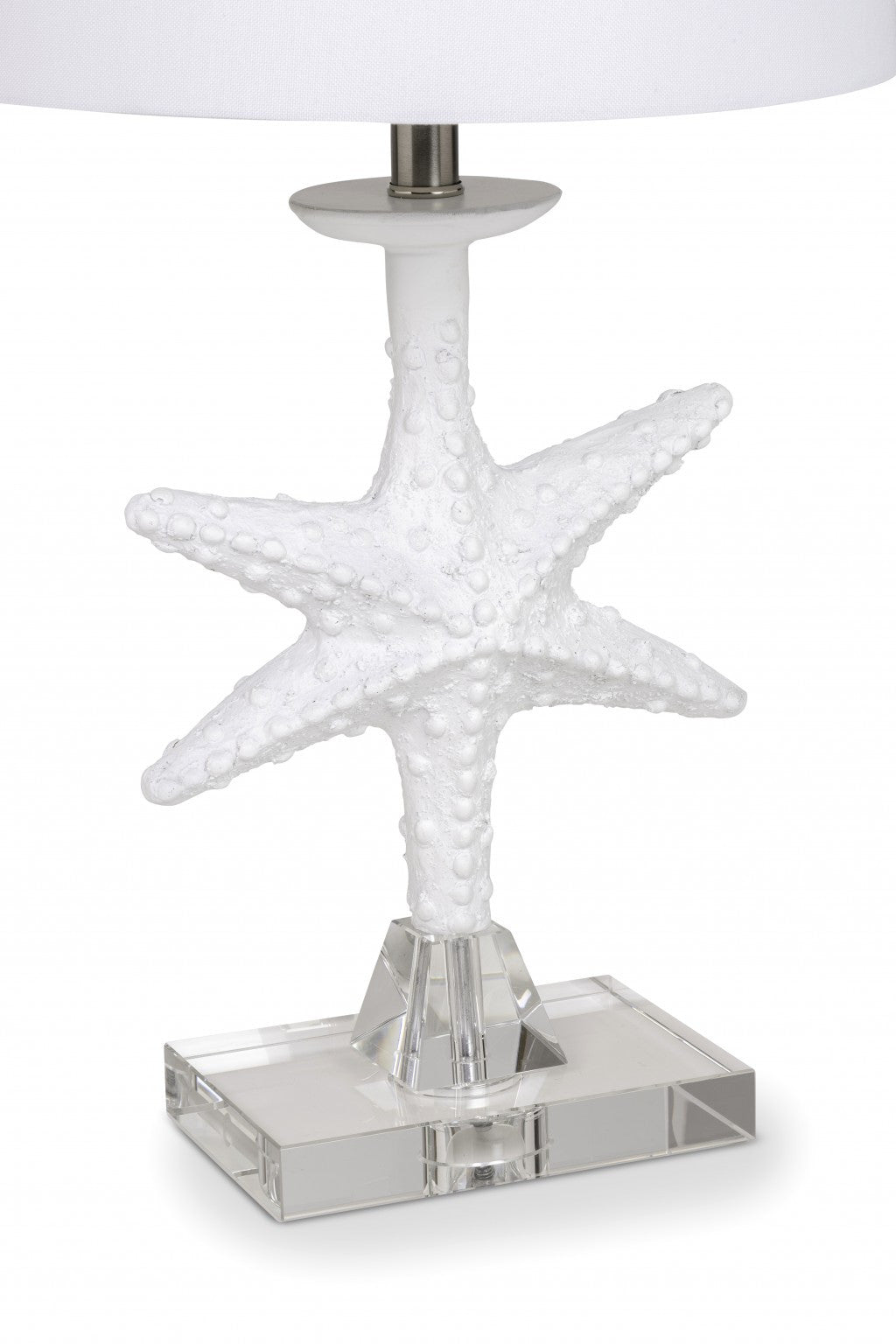 Set of Two 28" Clear and White Coastal Star Fish Table Lamps Coastal With White Drum Shades