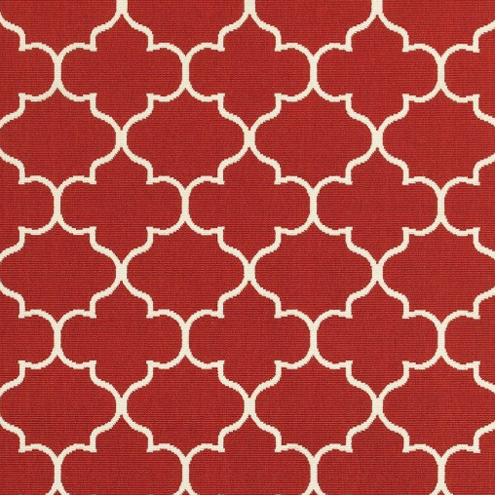 7' X 10' Red And Ivory Indoor Outdoor Area Rug
