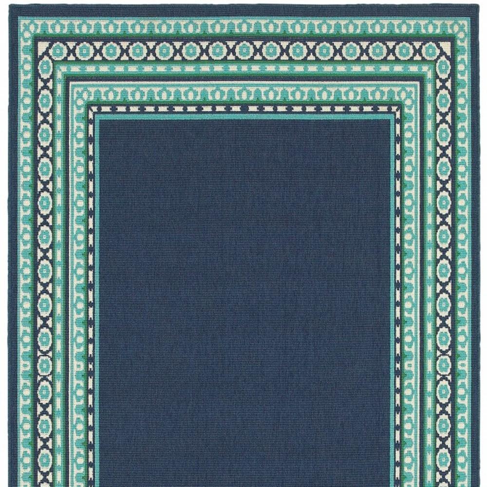 5' X 8' Blue and Green Indoor Outdoor Area Rug