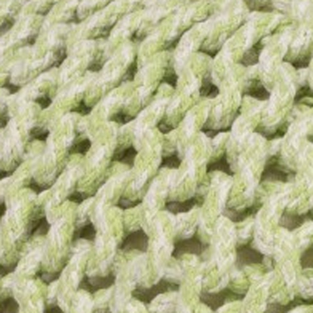 19" Green Wool Round Pouf Ottoman