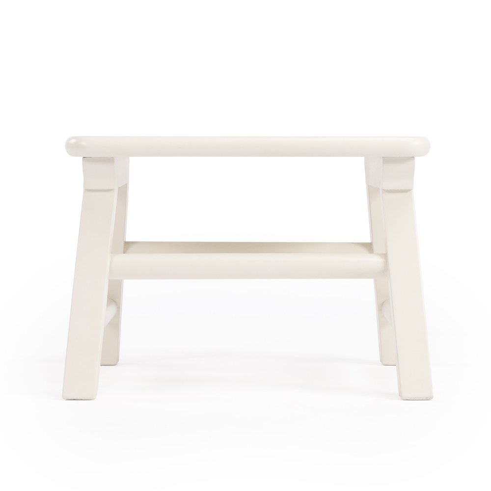 10" White Solid Wood Step Stool
