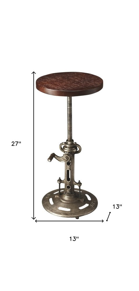 Brown and Silver Manufactured Wood and Solid Wood Counter Height Swivel Bar Chair