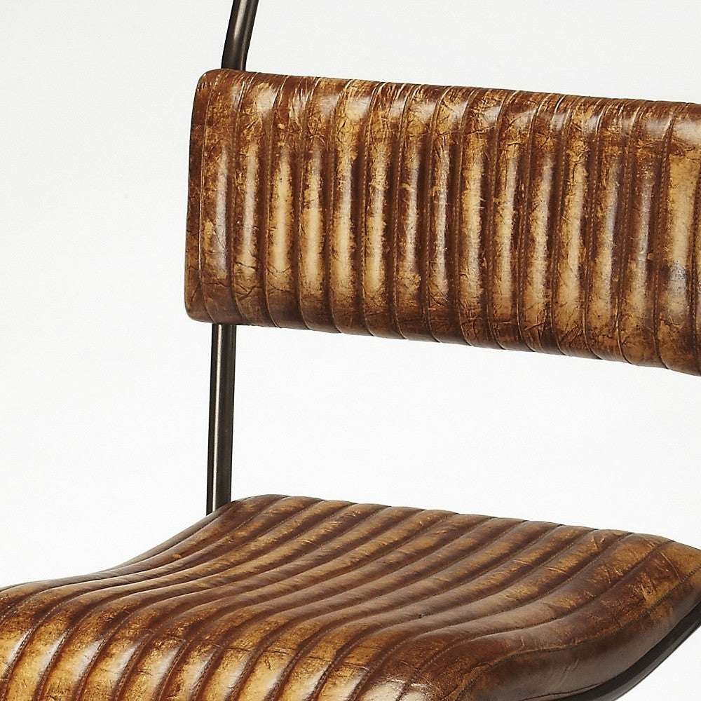 31" Brown and Black Iron Bar Chair