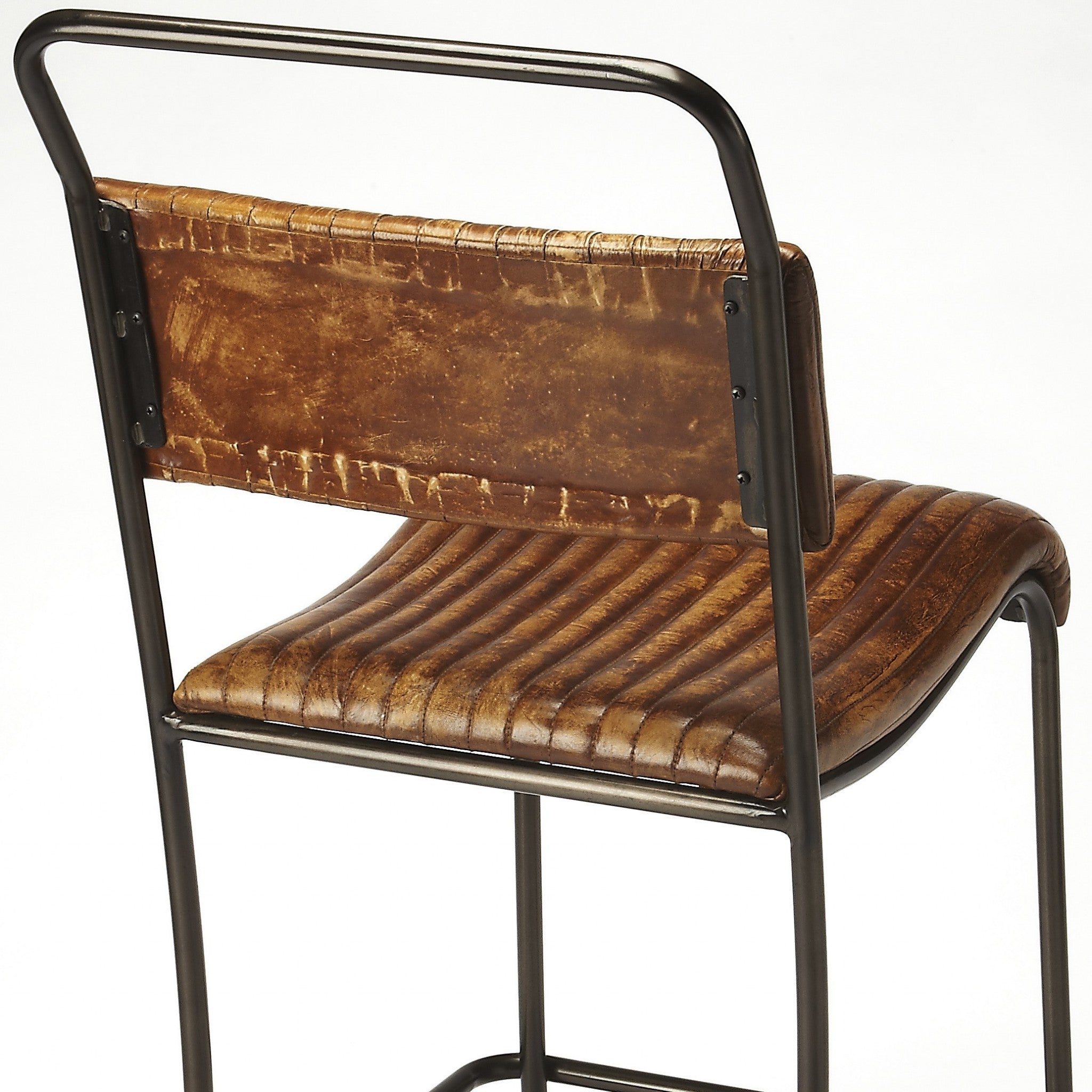 31" Brown and Black Iron Bar Chair