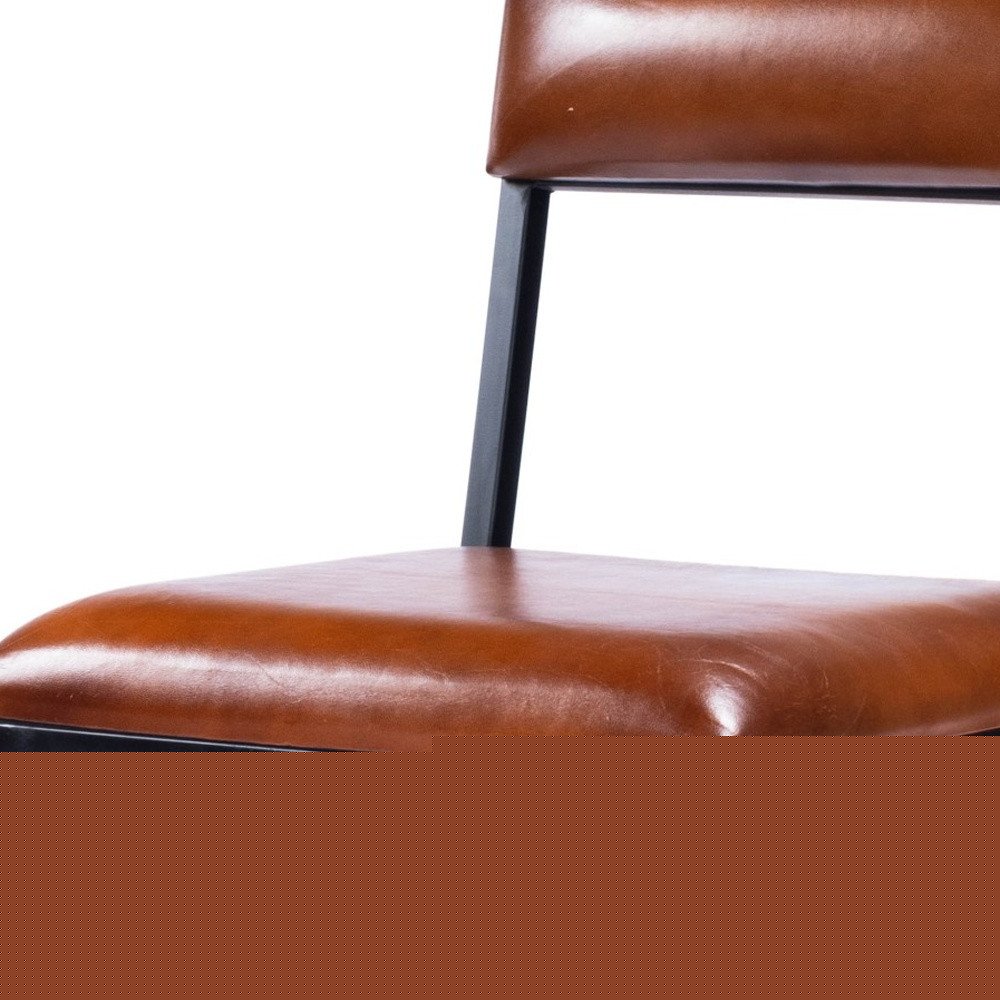 27" Brown and Black Manufactured Wood and Iron Bar Chair
