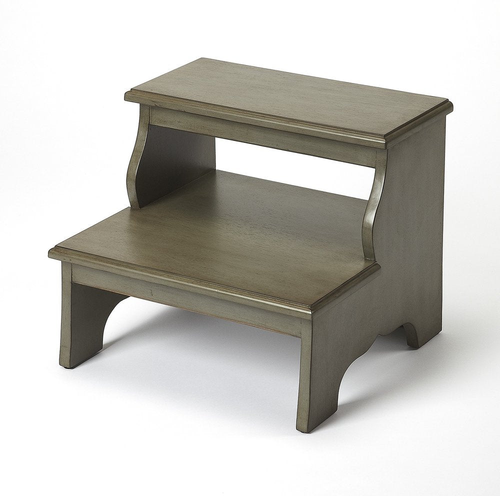 18" Handcrafted Silver Satin Step Stool