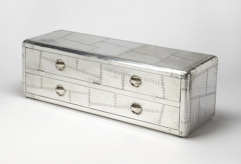 59" Silver Solid Wood Enclosed and Open Storage TV Stand