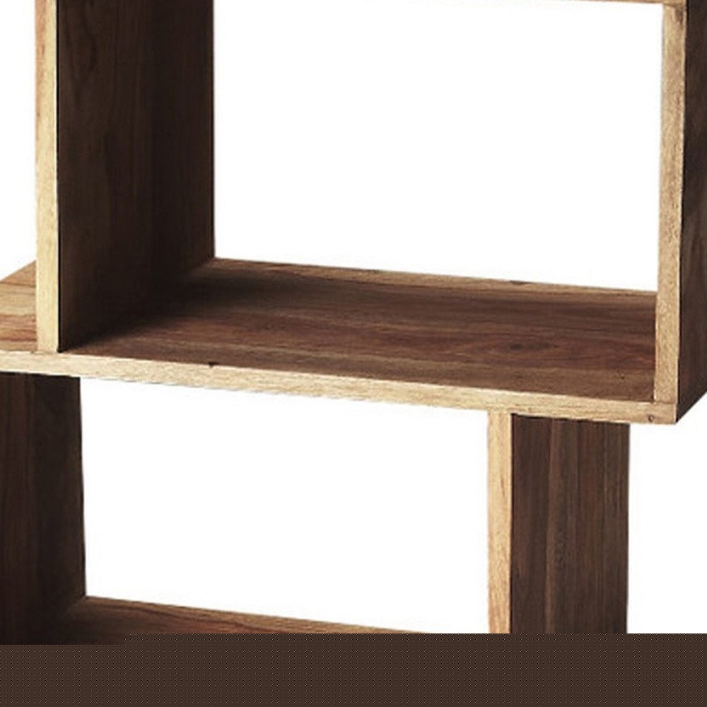 48" Brown Wood Three Tier Bookcase