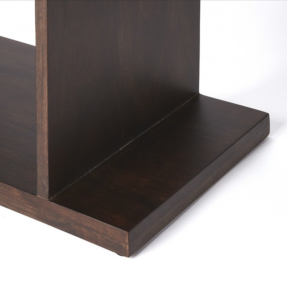 48" Dark Brown Wood Three Tier Bookcase