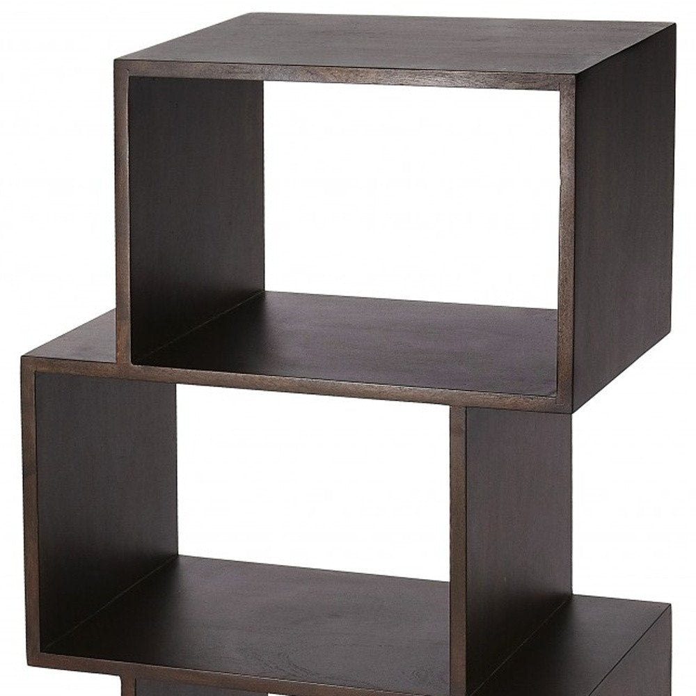48" Dark Brown Wood Three Tier Bookcase