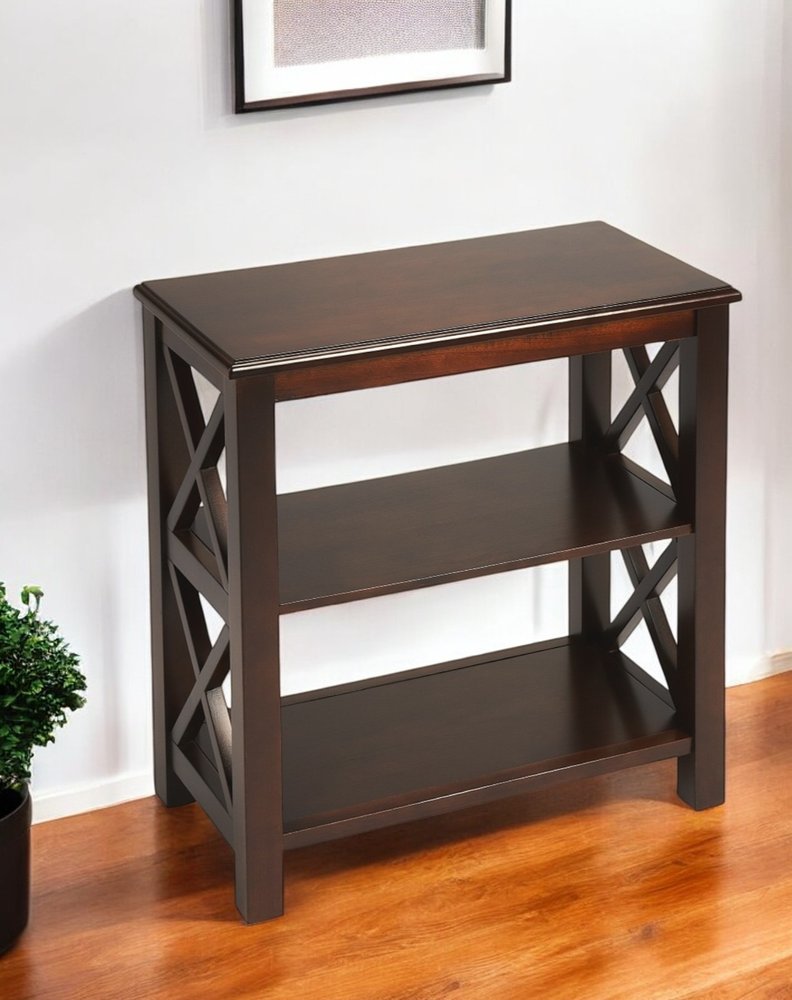 25" Dark Brown Two Tier Standard Bookcase