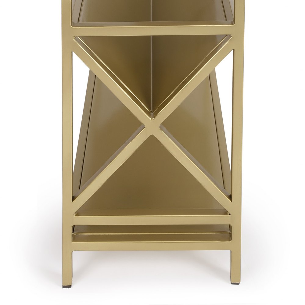 32" Gold Iron and Metal Two Tier Bookcase