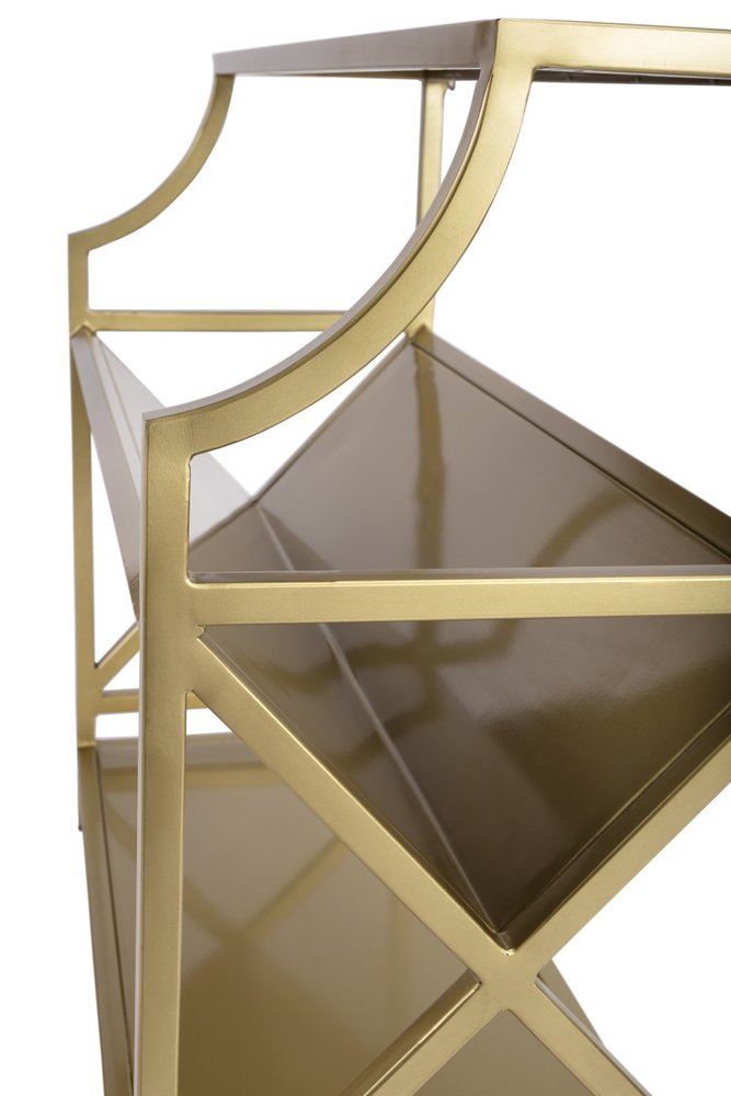 32" Gold Iron and Metal Two Tier Bookcase