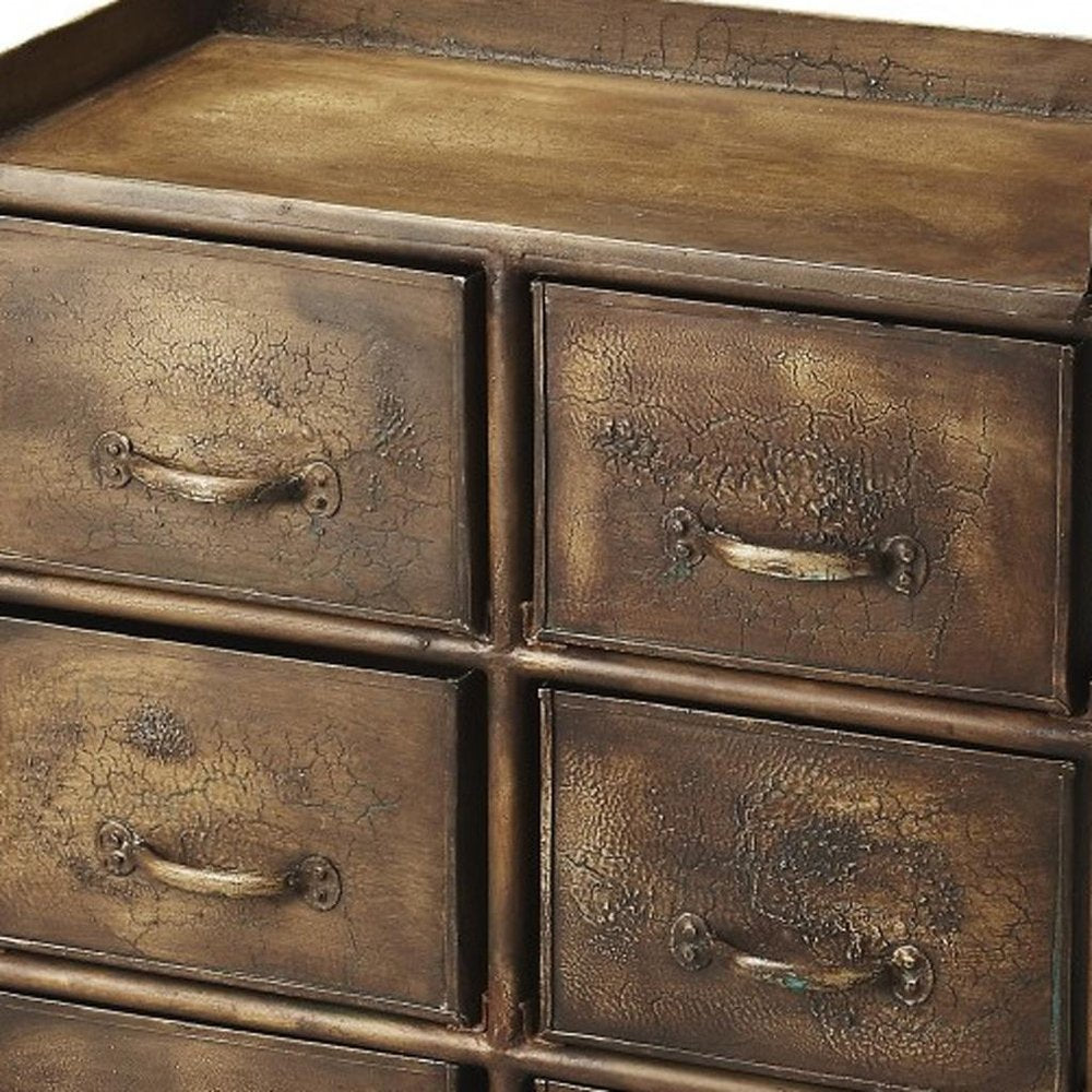 23" Bronze Metal Six Drawer Chest